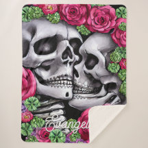 Baiser des squelettes floraux dans un jardin gothi