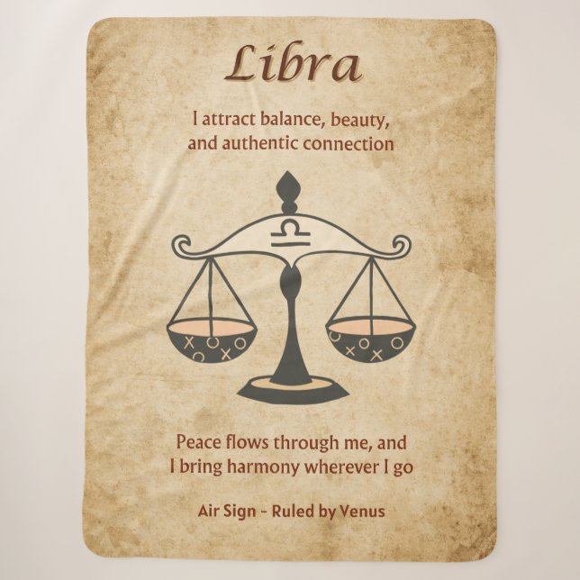 Couverture Sherpa Balance zodiacal avec affirmations équilibrées (Devant)