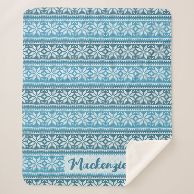 Couverture Sherpa Balayage de Knit Nordic Blue Personnalisé (Devant)