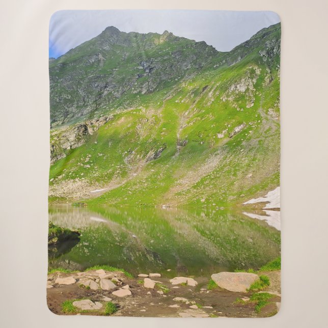 Couverture Sherpa Balea Lake Mountain Slope – Romania Alpine Print (Devant)