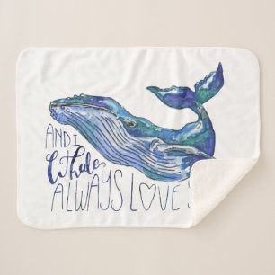 Couverture Sherpa Baleine d'aquarelle - d'I de baleine amour