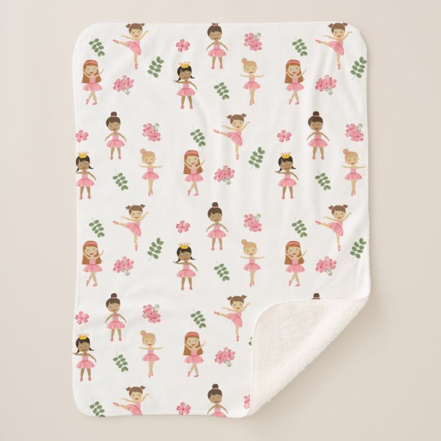 Couverture Sherpa Ballet Pink Ballerinas Motif dansant (Devant)