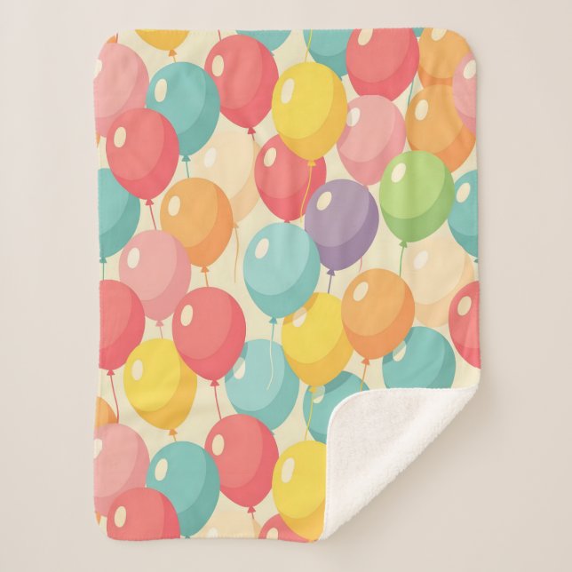 Couverture Sherpa Ballons de fête de différentes couleurs (Devant)