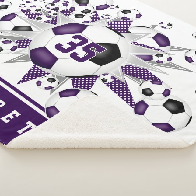 Couverture Sherpa ballons de football noir violet étoiles filles sal (3/4)