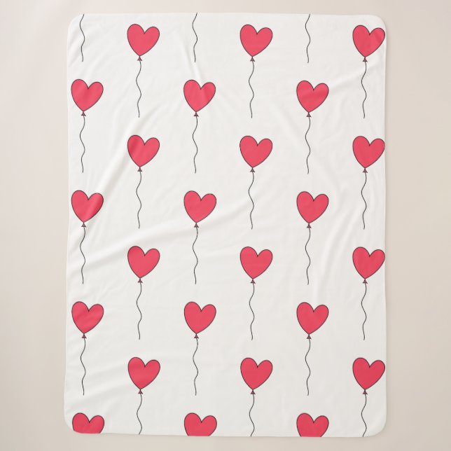 Couverture Sherpa Ballons en forme de cœur (Devant)