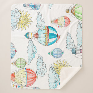 Couverture Sherpa Ballons vintages : Aquarelle Whimsical sans joint.