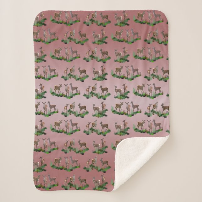 Couverture Sherpa Bambi Meadow (Mélange Rose Pouss (Devant)