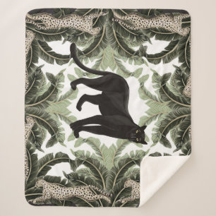 Couverture Sherpa Banana Tree Cheetah Motif tropical