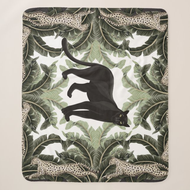 Couverture Sherpa Banana Tree Cheetah Motif tropical (Devant)