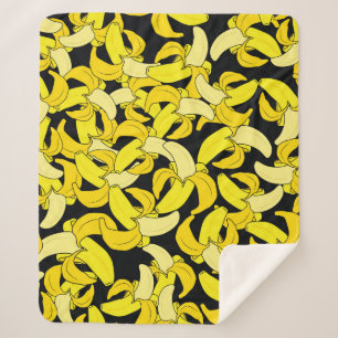 Couverture Sherpa Bananes jaunes vintages : Arrière - plan noir