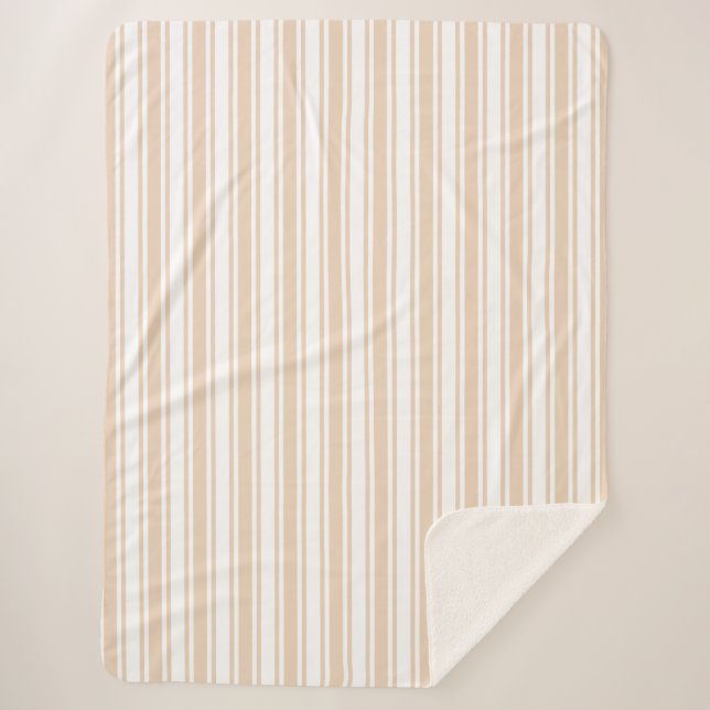 Couverture Sherpa Bande de bonbons beige et blanche (Devant)
