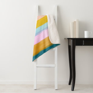 Couverture Sherpa Bandes Abstraites d'aquarelle simple en rose