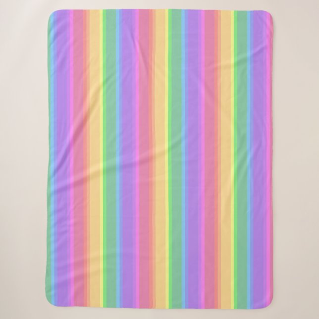 Couverture Sherpa Bandes arc-en-ciel pastel (Devant)