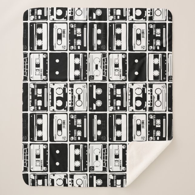 Couverture Sherpa Bandes audio rétro, motif à l'ancienne. (Devant)