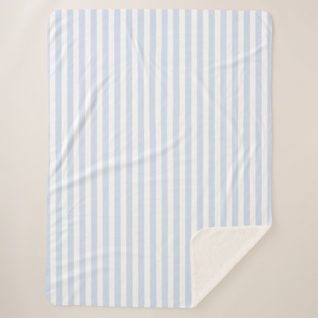Couverture Sherpa Bandes de bonbons bleu pâle et blanc (Devant)