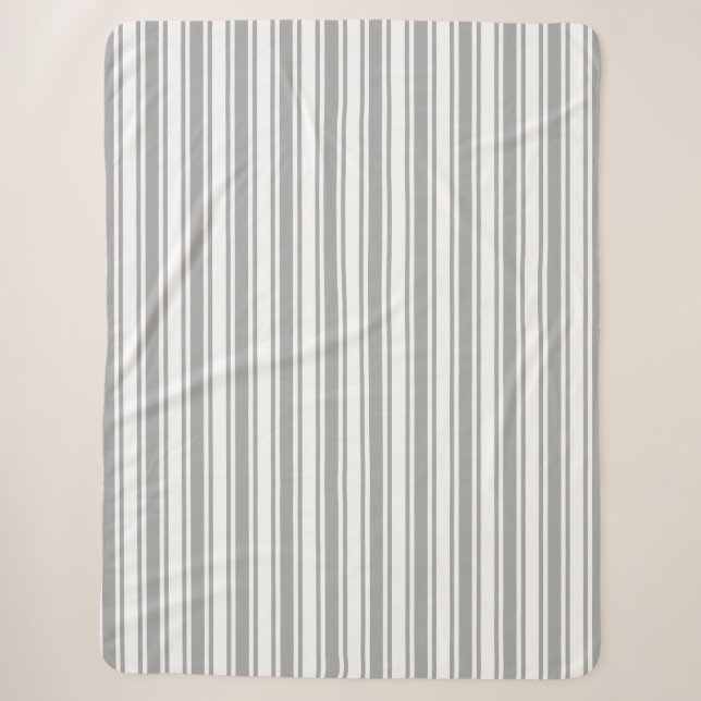 Couverture Sherpa Bandes de bonbons grises et blanches (Devant)