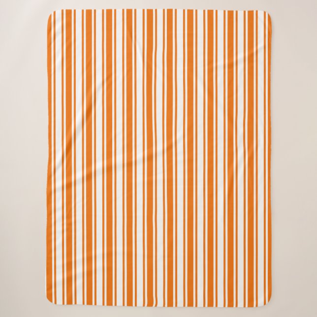 Couverture Sherpa Bandes de bonbons orange et blanc (Devant)