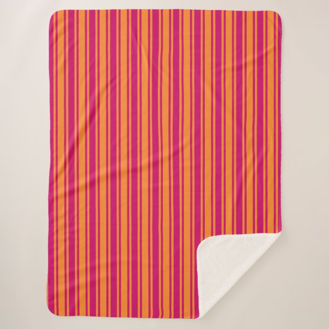 Couverture Sherpa Bandes de bonbons rose et orange (Devant)