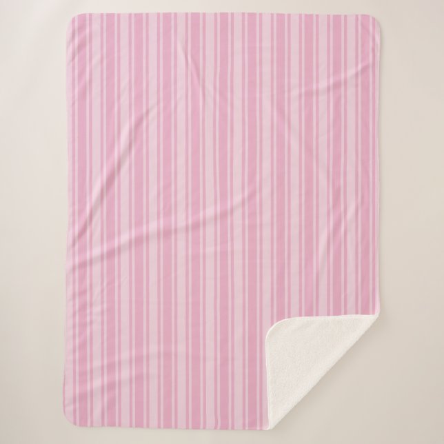Couverture Sherpa Bandes de bonbons rose pâle (Devant)