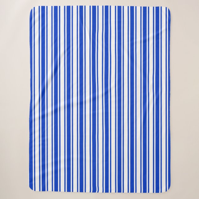 Couverture Sherpa Bandes de bonbons royales bleues et blanches (Devant)