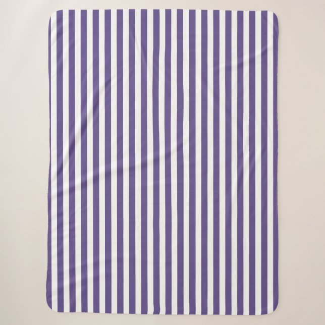 Couverture Sherpa Bandes de bonbons ultra violettes et blanches (Devant)
