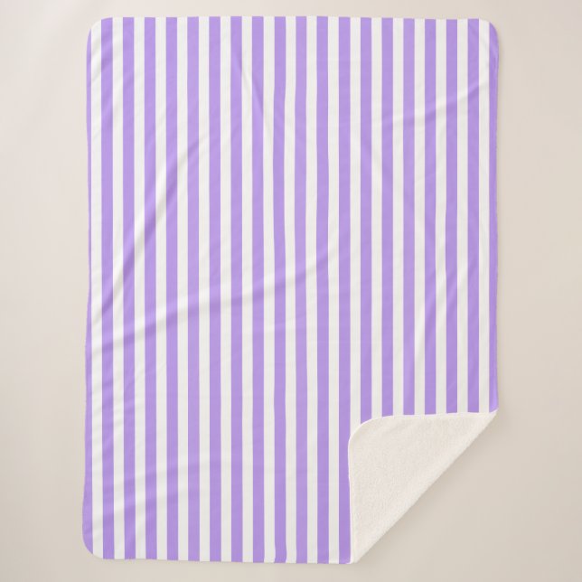 Couverture Sherpa Bandes de bonbons violettes et blanches (Devant)