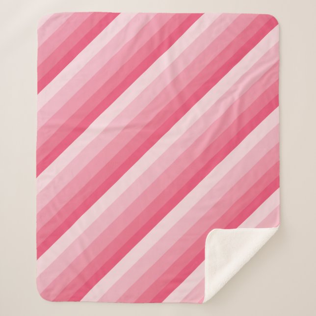 Couverture Sherpa Bandes diagonales ombres dans les tons roses (Devant)