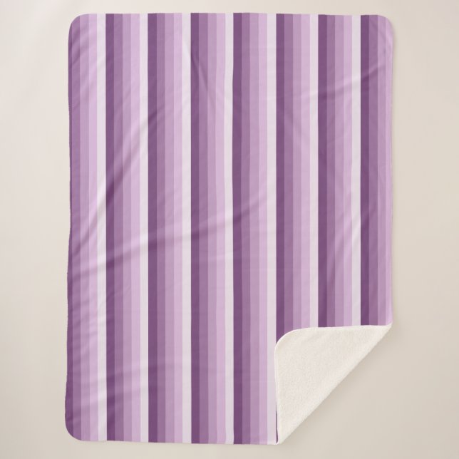 Couverture Sherpa Bandes d'ombre prune violette (Devant)