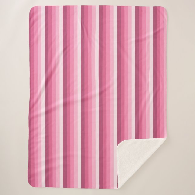 Couverture Sherpa Bandes d'ombre rose (Devant)