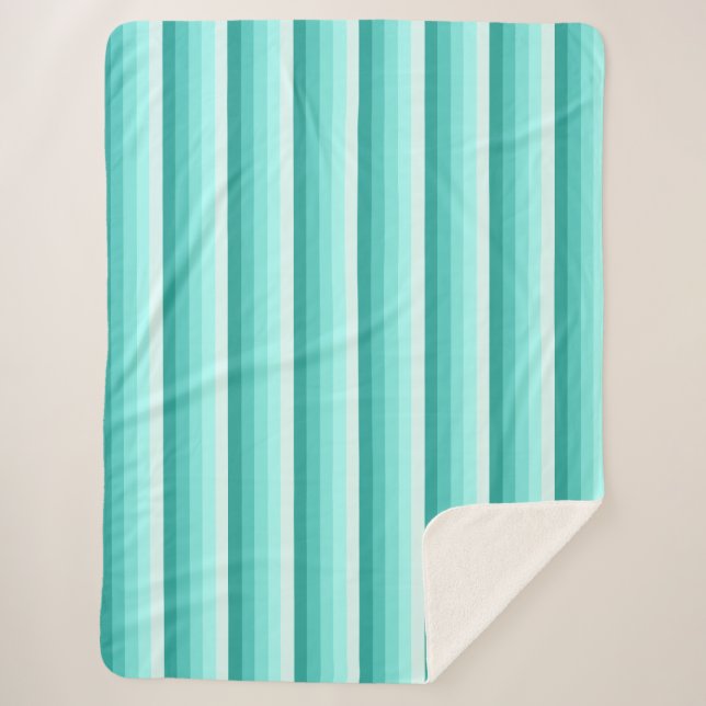 Couverture Sherpa Bandes d'ombre turquoise (Devant)