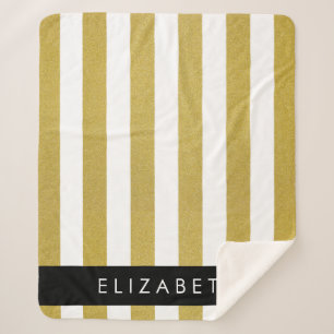 Couverture Sherpa Bandes d'or, Motif rayé, Lignes, Votre Nom