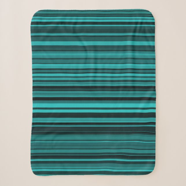 Couverture Sherpa Bandes noires turquoises (Devant)
