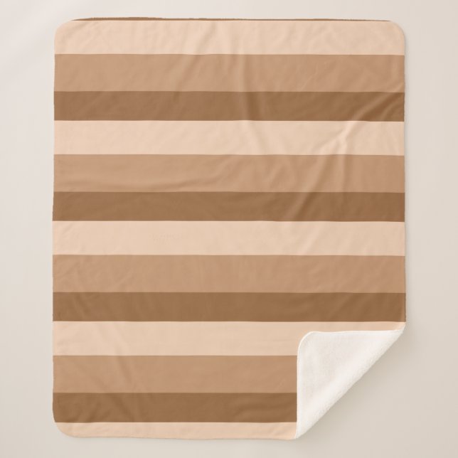 Couverture Sherpa Bandes ombres dans les tons bruns café (Devant)