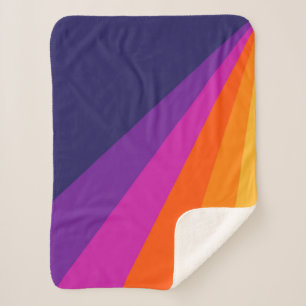 Couverture Sherpa Bandes rétro en diagonale violette et orange