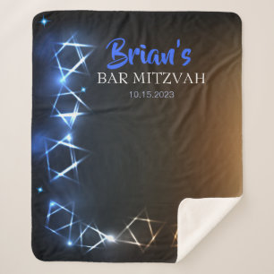 Couverture Sherpa Bar Mitzvah Blue Photo Boot Party Backdrop Black