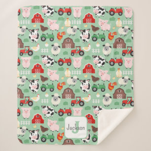 Couverture Sherpa Barnyard Motif Farm Animal mignonne Enfants