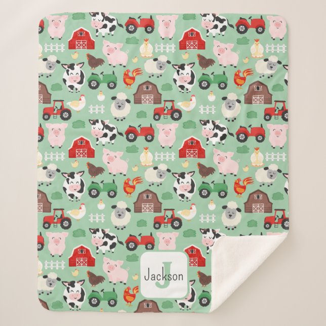 Couverture Sherpa Barnyard Motif Farm Animal mignonne Enfants (Devant)
