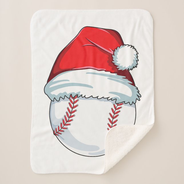 Couverture Sherpa Baseball de Noël pour enfants Hommes Ball Père Noë (Devant)