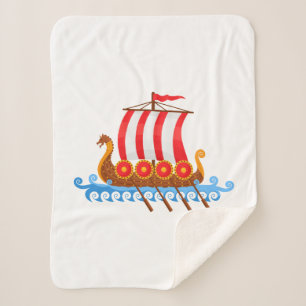 Couverture Sherpa Bateau Viking Cartoon Cute