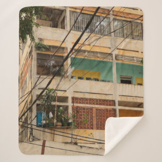 Couverture Sherpa Bâtiment Vintage coloré - vietnamien, ancien, 