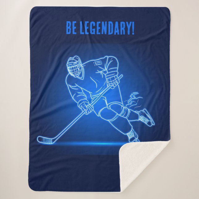 Couverture Sherpa "Be Legendary" Hockey Player Sherpa Blanket (Devant)
