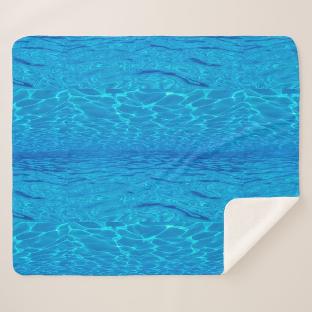 Couverture Sherpa Beach party blues soleil océan eau piscine couleur (Devant (Horizontal))