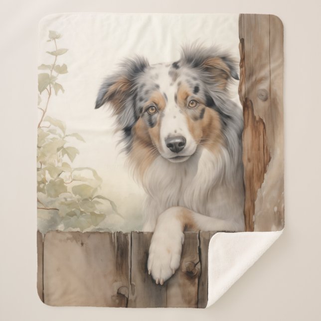 Couverture Sherpa Beau bleu Merle Aussie (Devant)
