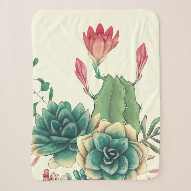 Couverture Sherpa Beau Cactus À Fleur (Devant)