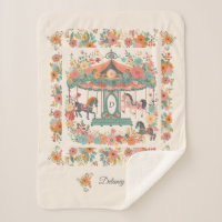 Beau Carrousel Floral Cheval Monogramme Personnali