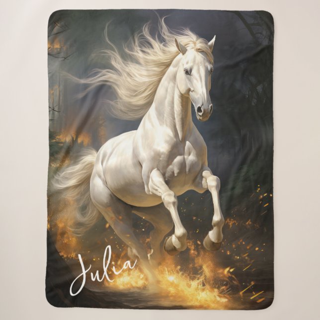 Couverture Sherpa Beau Cheval Blanc Thoroughbred (Devant)