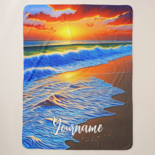 Couverture Sherpa Beau coucher de soleil sur la plage
