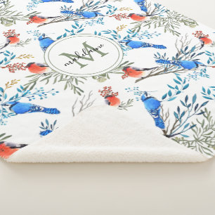 Couverture Sherpa Beau Motif d'aquarelle et de feuillage