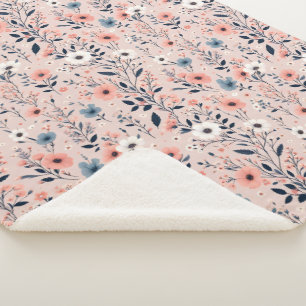 Couverture Sherpa Beau motif floral