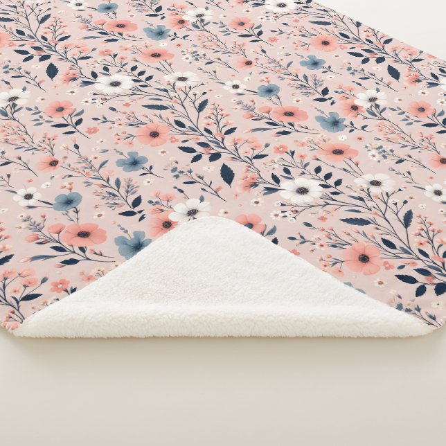 Couverture Sherpa Beau motif floral (3/4)